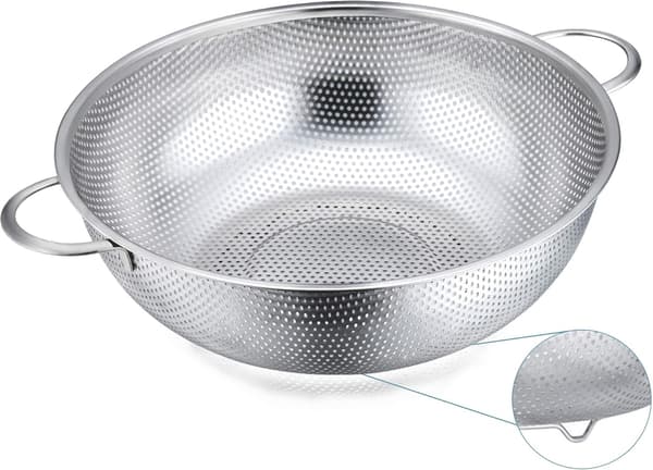 Sieve, Stainless Steel Kitchen Strainer Pasta Sieve with Handle