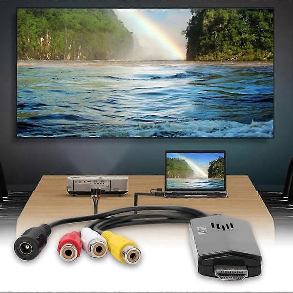 HDMI til RCA Videoomformer til TV VHS VCR DVD Sort ABS-adapter