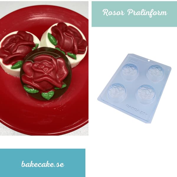 Pralinform Rose Kakeform - Sjokoladeform - BWB 9985 - Spesiell 3-delt form Transparent transparent