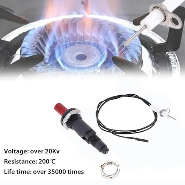 Universal Piezo Ignition Kit Push Button With 1m Cable for Gas Grill BBQ Stove LPG NG 2-pack