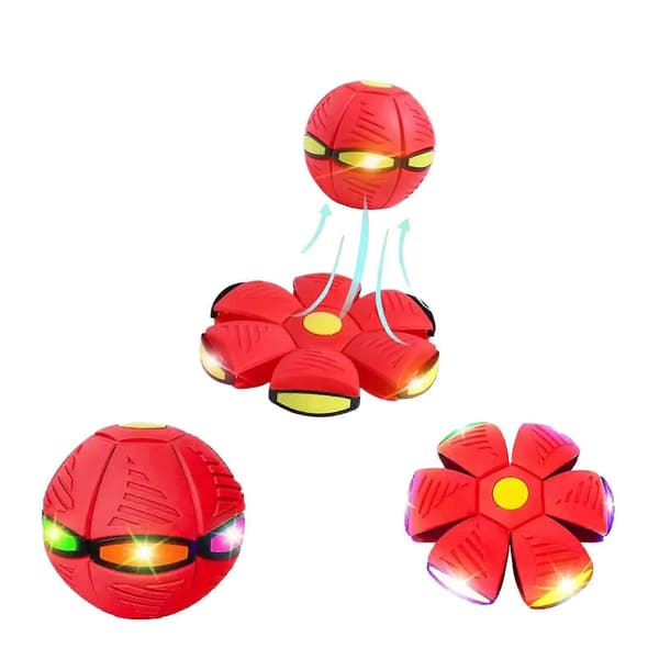 Magic Ball Toy - Kids' Bouncing Ball with Light Effects, Dual Shape Transformation, Made from Durable and Eco-Friendly Materials - Red [DB]