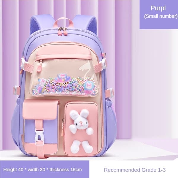 Elementary School Backpack Girls Lightweight Kids Backpack Kawaii Waterproof Pink Small