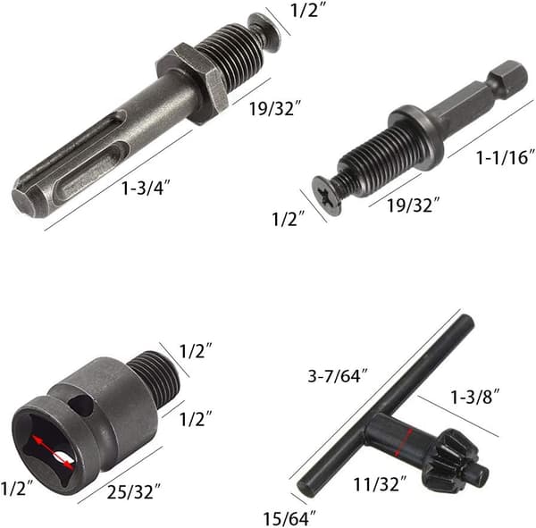 1,5-13 mm Capacity 1/2-20UNF Key Drill Chuck with Hex Shank, 1/2\"