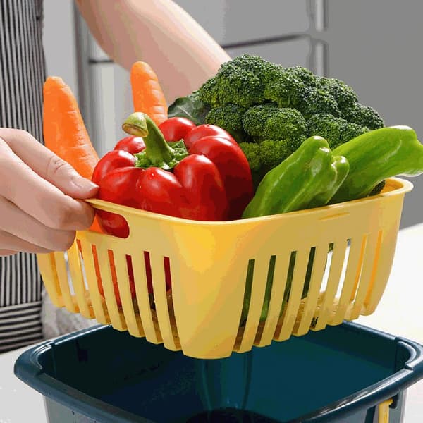 Kitchen Strainer with Lid Household Double-Layer Basket Multifunctional Fruit and Vegetable Storage Containers