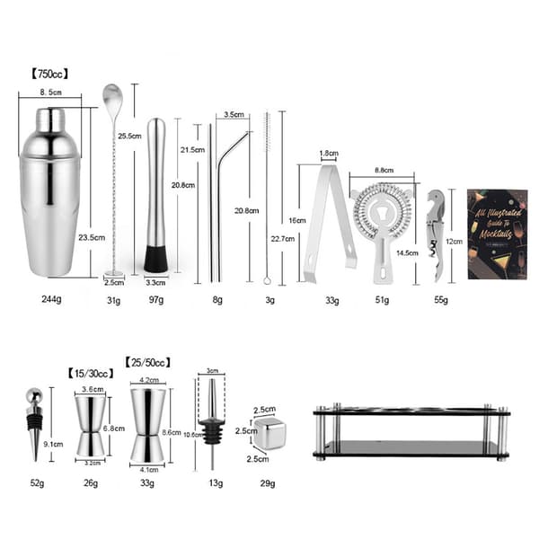 Cocktail Shaker -setti 25 osaa 750ml