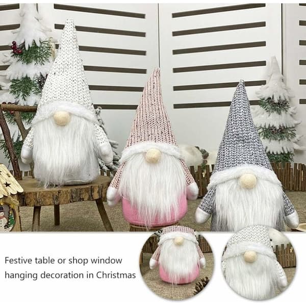 Svenska julplyschtomtar Tomte Santa Elf-prydnader Juldekoration Present (grå+rosa+vit)