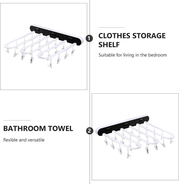 Foldable Clothes Hanger with Clips for Underwear, Socks, Bras, Towels
