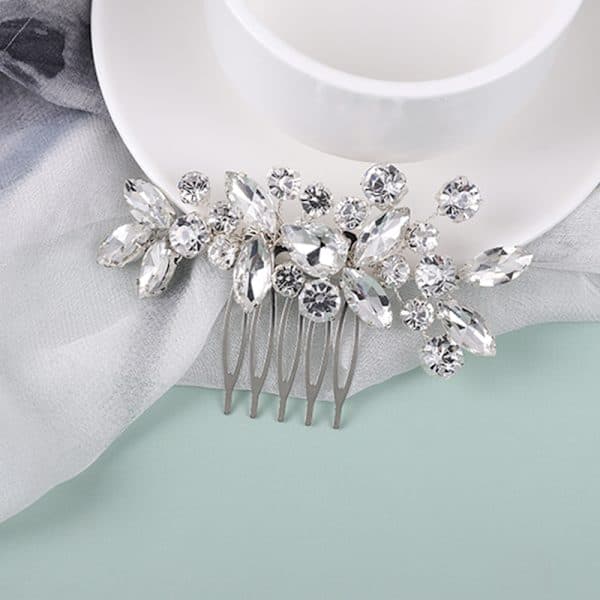 Krystalhårspænder, Rhinestone Hårnåle Barrettes, Hvide Glitrende Hårspænder Hårtilbehør til Kvinder Piger, sølv