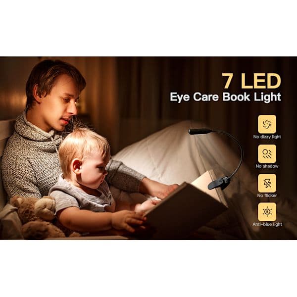 BekaTech 7 LED Leselampe med 3 Lysmoduser, Svart