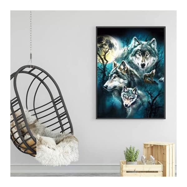 DIY Diamond Painting Square 5D Howling Wolf Embroidery