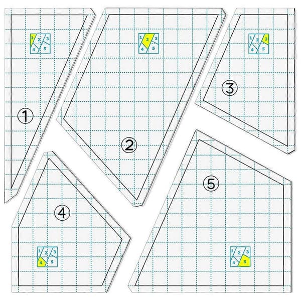 5 Pieces Quilting Template Set Sewing Machine Ruler DIY Hand Patchwork Quilting Ruler Quilt Templates Square Templates[DB]