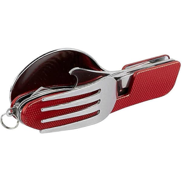 4-in-1 Camping Cutlery Foldable and Detachable Utensil Fork Spoon Knife Bottle Opener Set