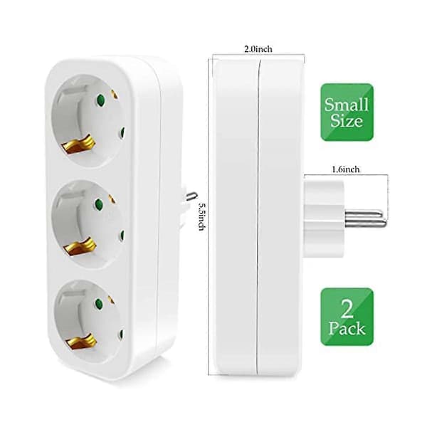 Power strip without cable, 250v/16a adapter, portable sockets, 3680w converter EU plug [Db] White White
