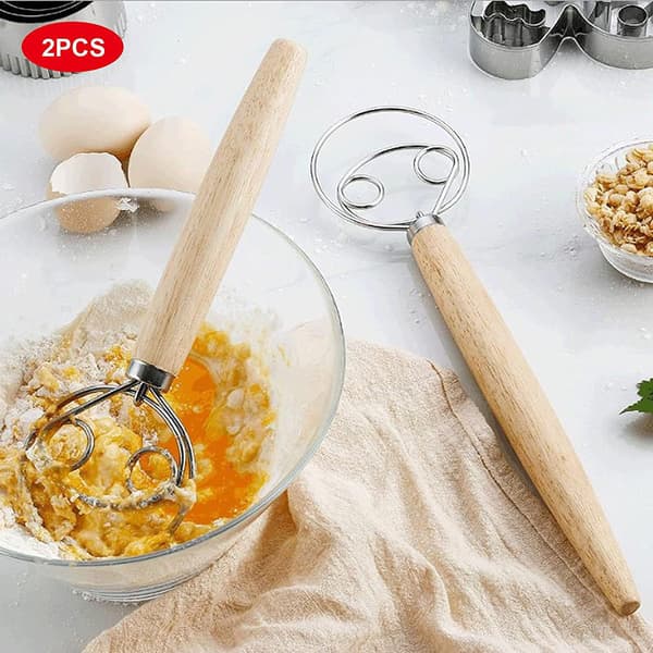 2-pack Professional Dough Whisks, Danish Whisk, Bread Dough Whisk, Egg Whisk, for Baking Bread, Pastries, Dessert