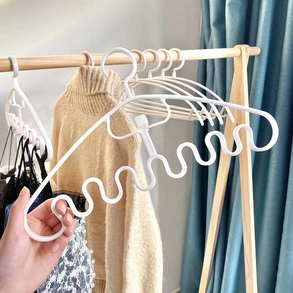 Creative Wave-shaped Hanger Multipurpose Heavy Duty Storage Rack for Underwear White White