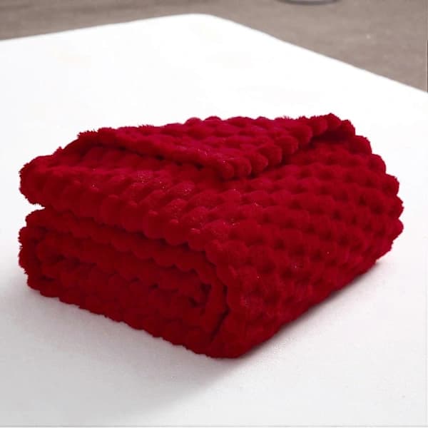 Rød Tæppe 127x152 cm Blød 3D Jacquard Dekorativ Flanellfleece