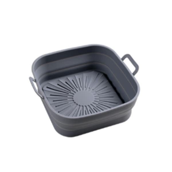 Foldable Square Air Fryer Silicone Mold 17.5 cm Grey Grey 192