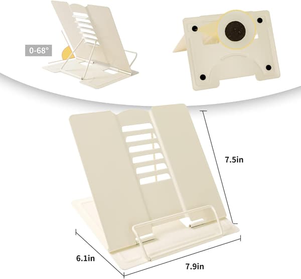 Metall Bokstöd Justerbart Bokstöd för Läsning Helt Beige