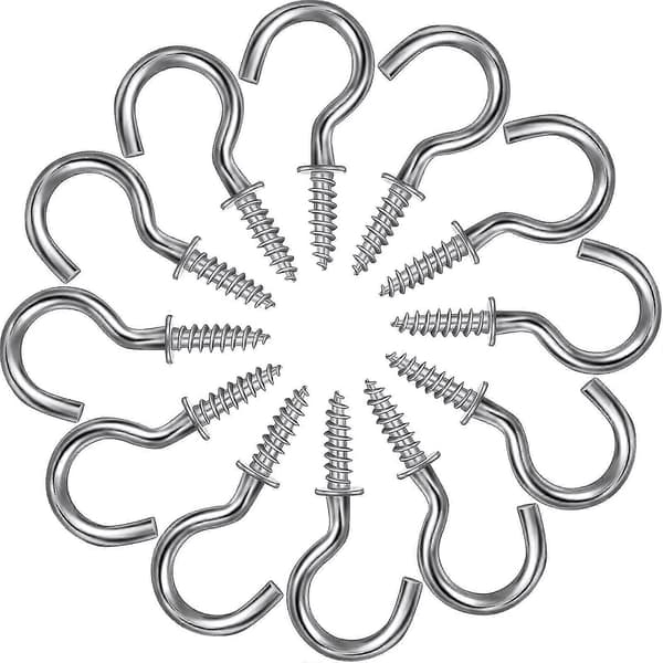120 Pieces Screw Hooks Metal Cup Hook Hanger With Screws Ceiling Hook (silver, 1/2 Inch)-HPZX