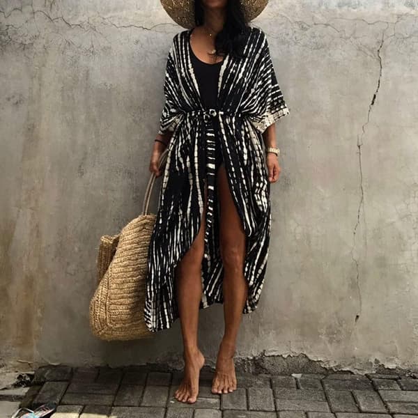 Trykt Cardigan Long Beach Bikini Top