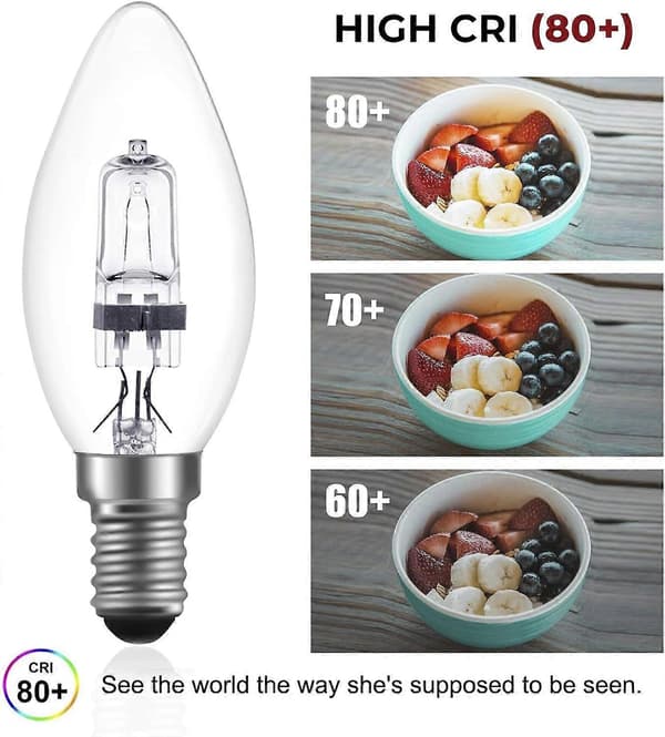 42W E14 C35 Dimbar halogenlampe AC 220-240V Varmhvit 2700K e14 gjennomsiktig halogenlyspære (10 stk) [db]