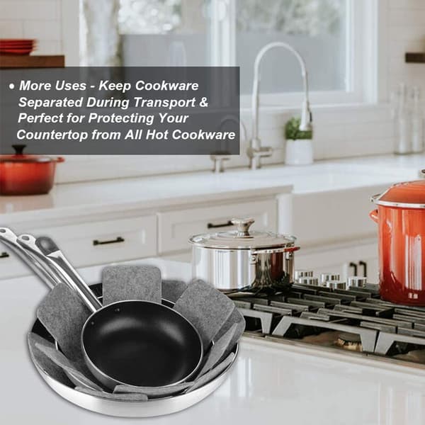 5-pack Pan Protector 15 inch wide stackable Pan Protector - Prevent scratches, separate and protect your dishes, grey