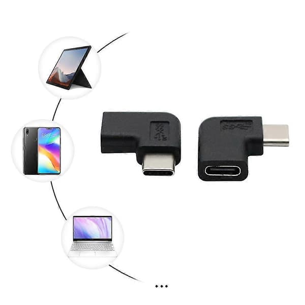 USB 3.1 Type C Han til Hun Konverter USB-C Adapter 90 Graders Ret Vinkel [DB]