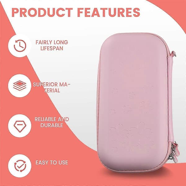 Rosa bæretaske kompatibel med, bærbar taske til Switch Lite med opbevaring