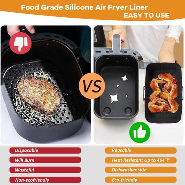 Silicone Airfryer Inserts - Reusable Airfryer Accessories - Suitable for 7.6L-9.5L Dual Zone Airfryers - 2-pack