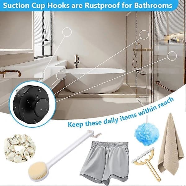 Vacuum Suction Cups, 2 Pcs Suction Cup Wall Hooks, Waterproof Bathroom ABS Suction Cup, Removable and Reusable Kitchen Suction Cup Wall Hooks, Gl