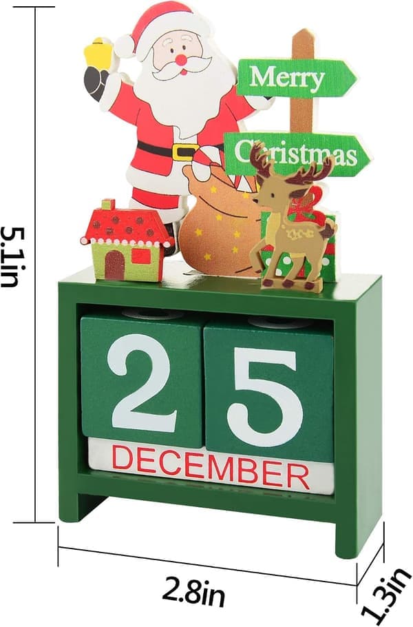 Julekalender, jule-nedtællingskalender i træ, skrivebordskalendere til julepynt