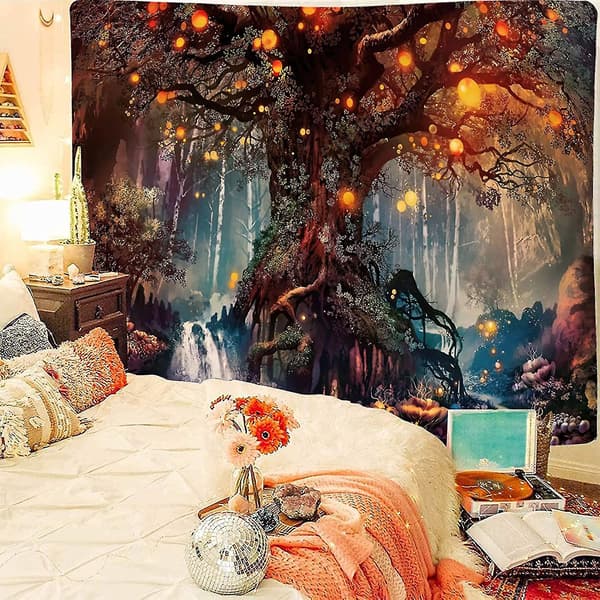 Magic Forest Tapestry Tree of Life Tapestry Psychedelic Wall Hanging for Bedroom