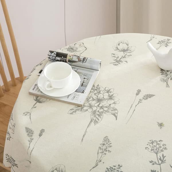 Round Tablecloth Beige Print 150cm, Small Round Tablecloth Round Wipeable Tablecloth Round Tablecloth