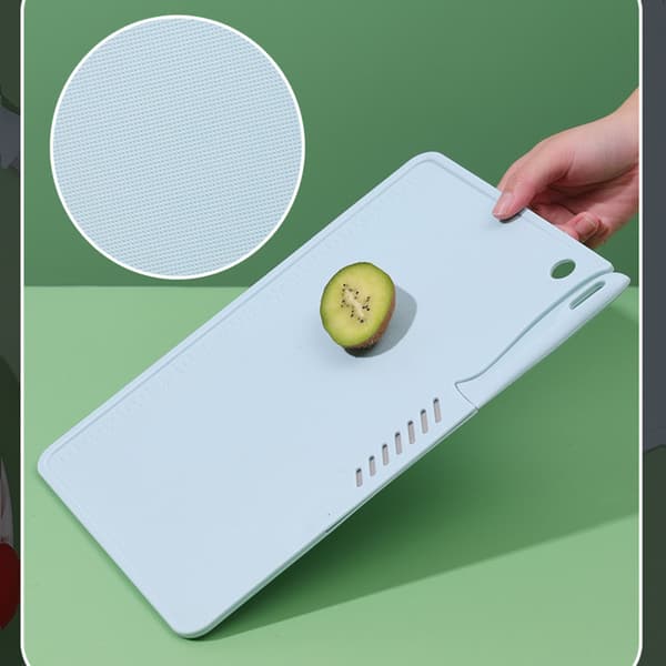 Plastic Cutting Board, Blue, Portable Fruit Chopping Board with Knife, Hanging Hole for Kitchen