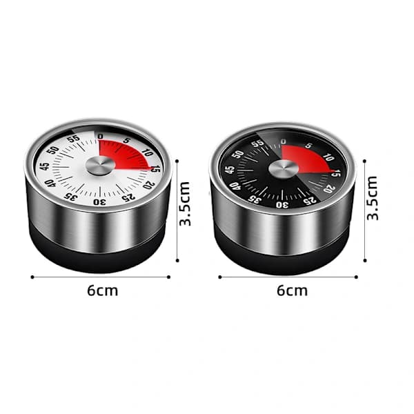 60 minutters timer høj alarm madlavningstimer magnetisk ur rustfrit stål visuel timer køkken rund mekanisk timer hvid