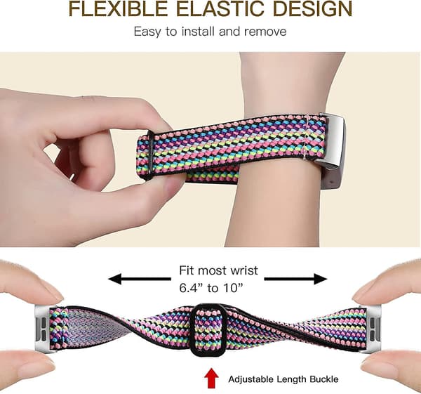 Kompatibel med Fitbit Charge 3-bånd/Fitbit Charge 4-bånd, justerbart elastisk pustende nylonvevd erstatningsarmbånd for Fitbit [DB]