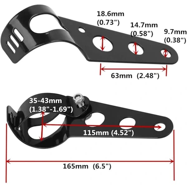 NA/Motorcycle Headlight Brackets Fork Ear 35mm-46mm for Chopper Cafe Racer (Black), A