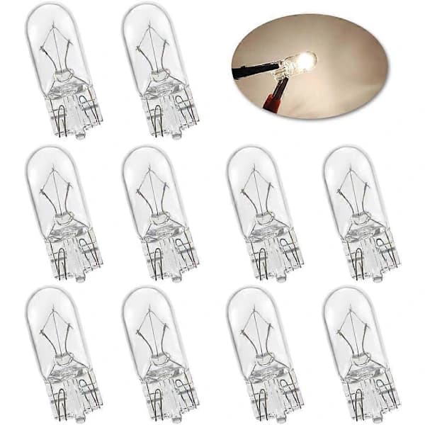Micro Standard Halogen Bulb T10 W5W Strong Warm White, Corner DRL Side Light Dashboard Brake Light Tail Light - 10 pcs