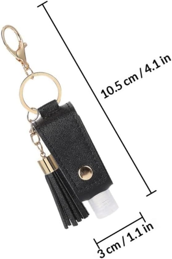 4-pack nyckelringar i läder med 30 ml påfyllningsbara flaskor, bärbara och lämpliga för resor utomhus, inklusive tofs och handhållare