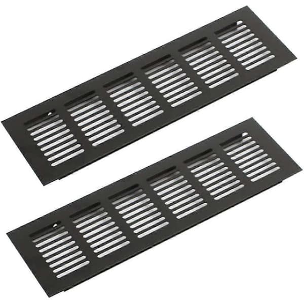 2 tuuletusritilän sarja, alumiini, 250 x 80 mm, musta
