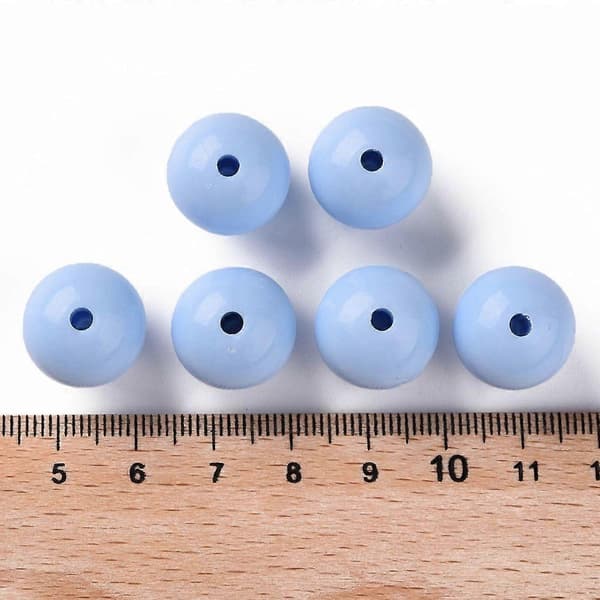 Opaque Acrylic Beads Round Cornflower Blue 16x15mm Hole: 2.8mm 220pcs/500g
