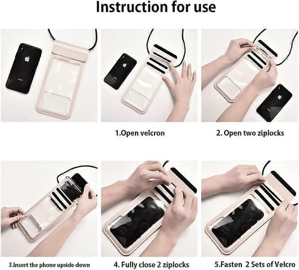 Vandtæt telefonetui, vandtæt pose til mobiltelefon, tørpose til iPhone 14 Plus/14 Pro Max/13 Pro Max/13 Pro/13/12 op til 7\" til svømning