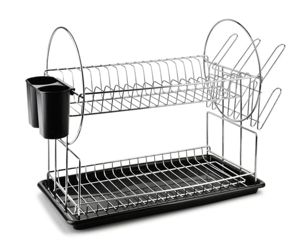 BASIC KITCHEN To-etasjes oppvaskstativ 51x23,5x36,5 cm, krom og svart
