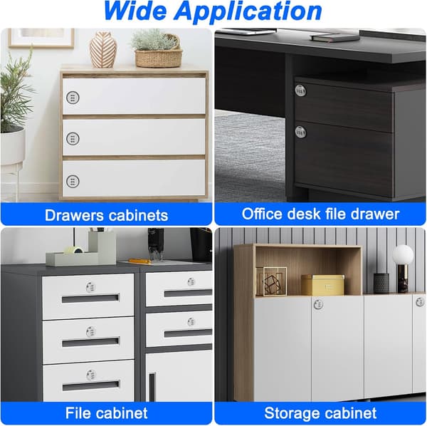 Combination Lock, Password Lock for Drawer with Cylinder and Chrome Finish, Security Lock for Drawer