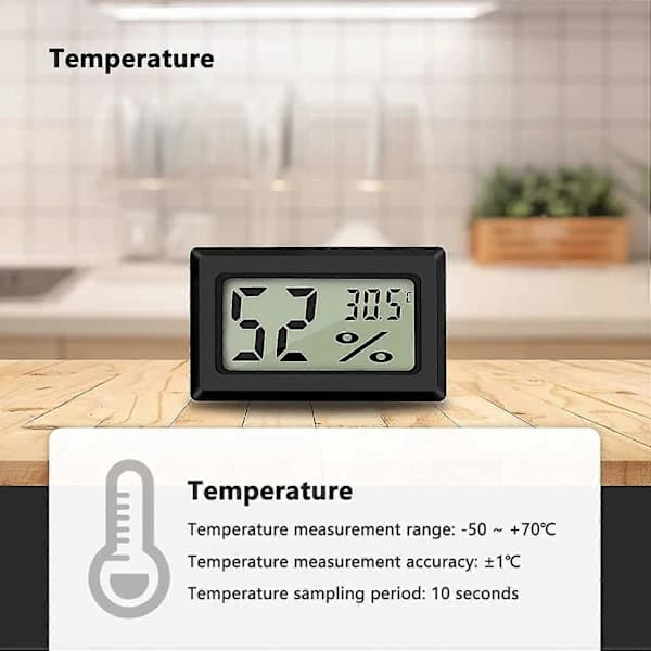Mini Digital LCD Termometer Hygrometer Temperatur Fugtighed -50~70 10%~99% RH Bærbart Termometer Thermo Hygrometer Indikator til Kontor Køkken Hu...