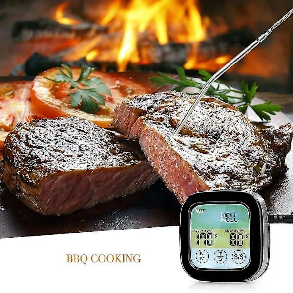 /EA/Trådløst Grilltermometer til Grillning, Digitalt Kødtermometer med Dobbelte Soner, Timer, Alarm, Røgtermometer til Køkken, Ovn, Mad med