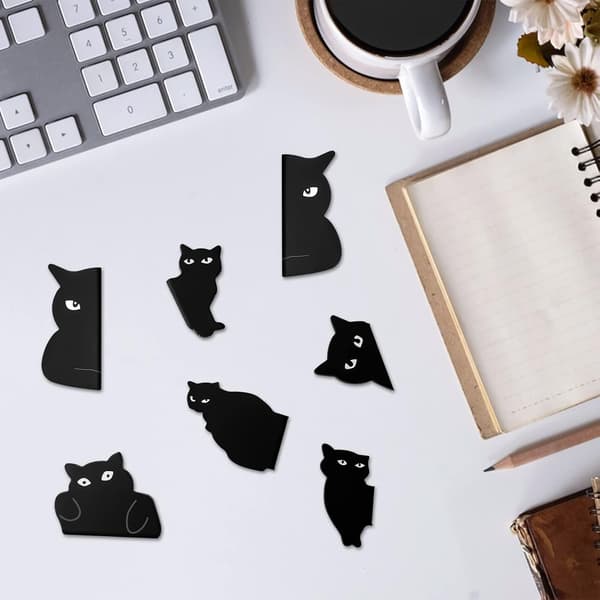 Magnetic Bookmark, Curious Cat Color Black, Original Bookmark DXGHC