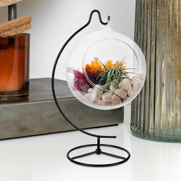 Ornament Display Stativ Holder Jern Hængende Krog Holder Rack til Hængende Glasglob Luftplante