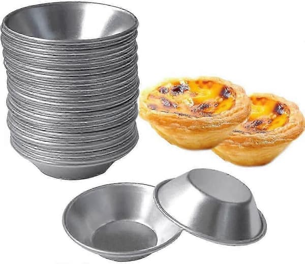 24-pack Egg Tart Molds - Small Pie Tartlets Dessert Molds - Tin Puto Cup Baking Mold Muffin Cupcake Cake Mold Baking Tool - Round Reu[D]