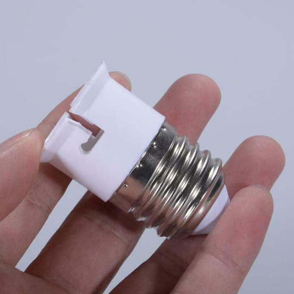 ZHOUBA Light Bulb Adapter Screw On Durable Replacement E27 to B22 Light Bulb Converter for Home White White